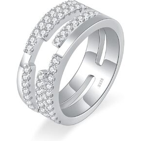 Moissanite Wedding Band for Women D Color VVS1 Moissanite Eternity Rings 18K White Gold Plated S925 Sterling Silver Promise Engagement Rings for Women Wife Men