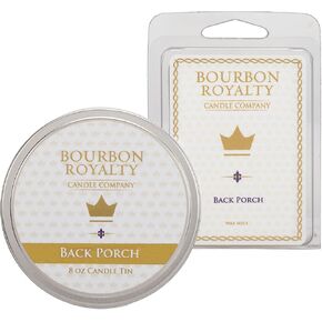 Round Travel Votive Jar Candle and Scented Wax Melt Cubes, 8 Oz Tin with Premium Hand Poured Wax, Back Porch - Bundle Set of 2