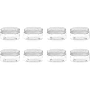 HARFINGTON 8 Pcs Empty Scent Beads Storage Container 3oz/80ml Round Empty Metal Tins Refillable Spice Containers Plastic Jars Sample for Air Freshener Candles Travel Storage