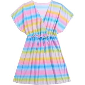 Milumia Girl's Tie Dye Coverups Wrap V Neck Sheer Cover Up Beachwear
