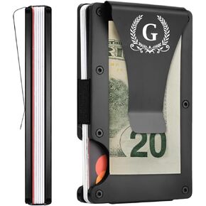 ELEGANTPARK Groomsmen Best Man Gifts for Wedding Engraved Best Man Groomsman Proposal Gifts Minimalist Slim Wallet for Men Metal Wallet with Money Clip for Men Aluminum Card Holder Black in Kuwait