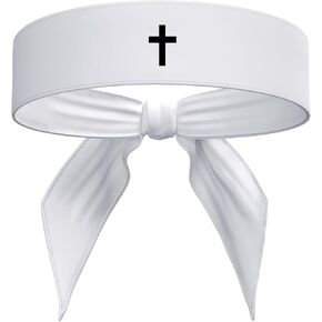Cross Sports Head Tie Headband Sweat Fitness Black White - Christian Jesus God Scripture Bible Verse Faith Men's Women's Kids