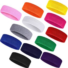 12 Pieces Sweatband Paris Sports Competitions Sweat Headbands Head Band Sweat Sports Basketball Headband Terry Cloth Athletic Headband for Man Woman International Sports Party