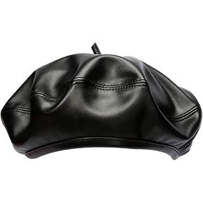 LABANCA Women Solid Faux Leather Beret French Artist Painter Beanie Hat Cap
