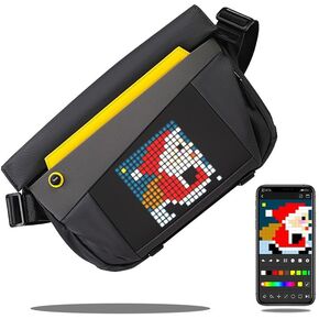 LED Pixel Art Waterproof Shoulder Bag, Ideal for Daily Use and Outdoor Adventure