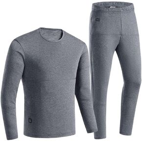 LANGWEI Men's Heated Thermal Underwear Set Soft Fleece Lined Washable USB Electric Heating Warm Base Layer Long Johns Suit