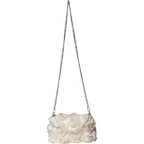 Verdusa Women's 3D Flower Pearl Top Handle Clutch Purses Evening Handbags Crossbody Bag