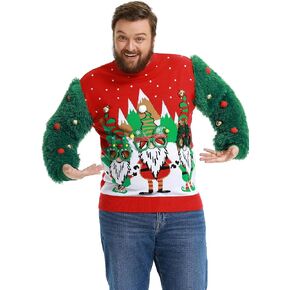 Ugly Christmas Sweater Unisex Funny Novelty Knit Pullover Men with Santa Reindder for Xmas PartyXX-LargeSleeve it Elf