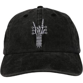 InnoBeta Guitar Gifts Cap for Men - Skeleton Rock & Roll - Adjustable Vintage Washed Cotton Embroidered Hat - Gift for Music Lover, Musician