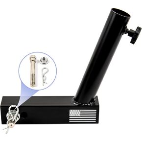 Buling US Flag Trailer Hitch Mount Flag Pole Holder, Universal for 2" Hitch Receiver Flag Pole Hitch Mounted Holder Bracket with Anti-Wobble Screws, Holds Flagpoles up to 0.4"-1.65" Diameter