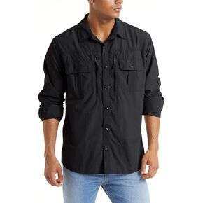 TACVASEN Men's Tactical Shirts Quick Dry UV Protection Breathable Long Sleeve Hiking Fishing Button Shirts