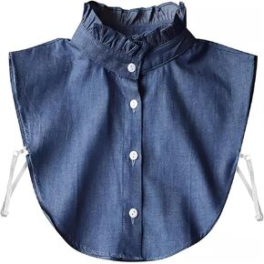 GUZOSJO Denim Detachable Collar Shirt,Dickey Half Blouse False Collar for Lady Girls
