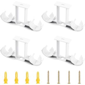 UFURMATE Curtain Rod Brackets, 4Pcs Aluminum Alloy Curtain Rod Holders Top-Mounted Double Curtain Rod Hanging Brackets Ceiling Mount Drapery Rod Bracket for 28mm/1.1 Inches Diameter Rod (Gold)
