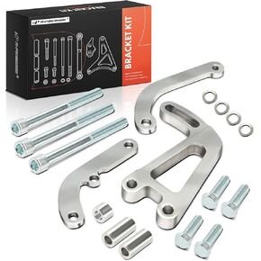 A-Premium Polished Aluminum Power Steering Pump Bracket Kit Compatible with Chevy Small Block 265 283 305 327 350 383 400 Engines with Long Water Pump