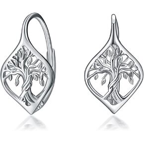 WINNICACA Leverback Earring for Women Sterling Silver Dangle Drop Hoop Earrings for Women Birthday Anniversary Christmas Gifts