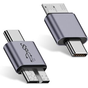 Duttek USB A إلى Micro B محول 10 جيجابت في الثانية، USB-C إلى Micro USB 3.2 Gen 2 محول شحن سريع متوافق مع iPhone 15 Plus/15 Pro Max، WD My Passport External Drive 2 Pack