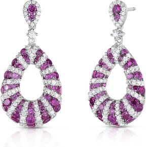 925 Sterling Silver Simulated Gemstones Teardrop Dangle Earrings