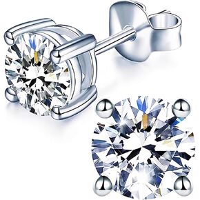 YODEWA 1/2/3ct Moissanite Stud Earrings for Women 925 Sterling Silver Hypoallergenic Flat Back 1 Pair DEF Color Lab Created Brilliant Round Moissanite Earrings