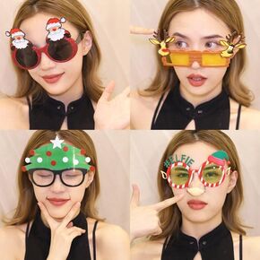 4pcs Christmas Party Sunglasses Xmas Glasses Holiday Celebration Funny Eyewear Sunglasses Favors Christmas Eyeglasses Costume Decorations