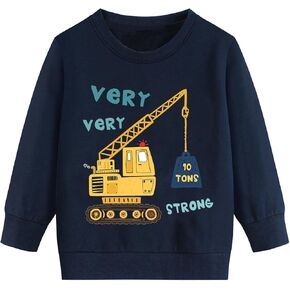 Tkria Boys Sweatshirt Monster Truck Train Toddler Sweater Cotton Long Sleeve Shirt Pullover 1-7T