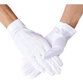 White Cotton Gloves Marching Band Gloves Pallbearer Gloves Usher Gloves, Parade Costume Gloves White Uniform Gloves for Police Server Funeral Formal Tuxedo Guard