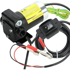 12V Fuel Transfer Pump w/Manual Nozzle, 10 GPM High Flow DC Diesel Transfer Pump, Gas Heavy Duty Transfer Pump with Filter for Gasoline, Diesel, Kerosene, Biodiesel and More