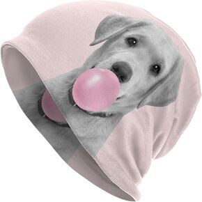Labrador Puppy Dog Pink Bubble Gum Slouchy Beanie Chemo Hat Cancer Headwear Knitted Hats Thin Running Skull Cap Nightcap for Women Men