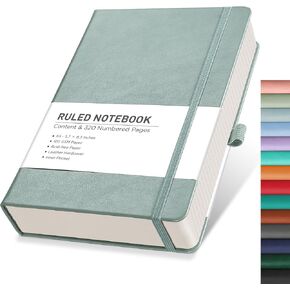 RETTACY Notebook Journal - B5 College Ruled Notebook with 320 Numbered Pages, Journal for Women, Work, Writing, 100 GSM Acid-Free Paper, Leather Softcover, Inner Pocket, 7.6'' × 10'' (Pink)
