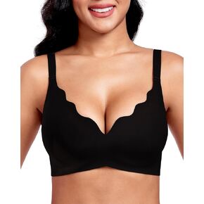 Vinfact Plunge V Bras for Women No Underwire Wireless Push up Bra Full Coverage Bralette Seamless T Shirt Everyday Sleep Bra