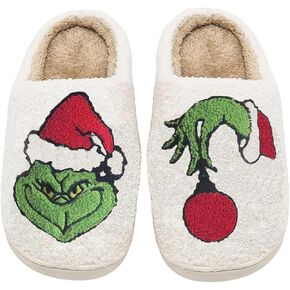 Women Men Cute Cartoon Christmas Slippers Winter Plush Funny Slippers Comfy Warm Furry House Shoes