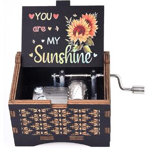 Music Boxes You are My Sunshine,Unique Hand-cranked Wooden Engraved Vintage Music Box, Anniversary Wedding Birthday Gift for Boyfriend Wife Girlfriend mom