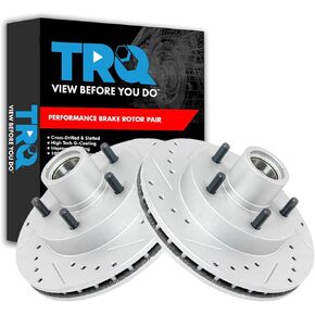TRQ Front Performance Brake Rotor Drilled Slotted Pair Set for Blazer/Blazer S10 / Hombre/Jimmy S-15 / S-15 Sonoma / S10 Pickup