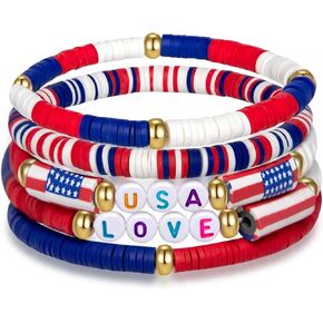 Artlunar USA Bracelets Red White And Blue Accessories Handmade Jewelry Gifts for Teen Boys Girls