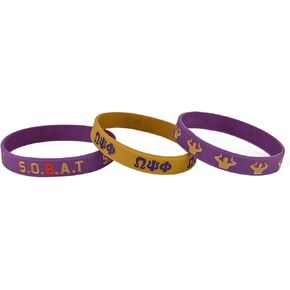 Omega Psi Phi Fraternity Paraphernalia - Official Vendor - Set of 3 Silicone Bracelets - Wrist Bands