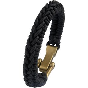 Minimalist Paracord Bracelet for Men with D Ring Shackle Buckle Adjustable - Simple, Multi Purpose Survival Bracelet with Stainless Steel Shackle - Paracord Bracelets for Men - Adjustable Size