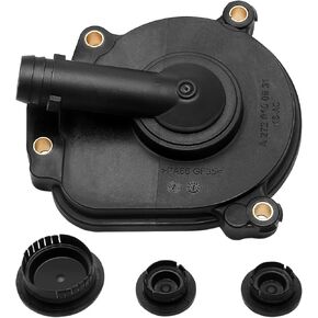 PCV Valve Kit Crankcase Oil Separator Cover Housing Cover W Coupling with Expansion Plug & Engine Camshaft Plug Compatible with Mercedes-Benz Replace Part Number 2720100631 0009985690 0009986590