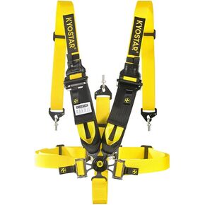Kyostar 5 Point Racing Seat Belt Harness Set Camlock Quick Release with Premium Quality Soft Webbing and Black Steel Hardware Universal 2"+3" Width Red