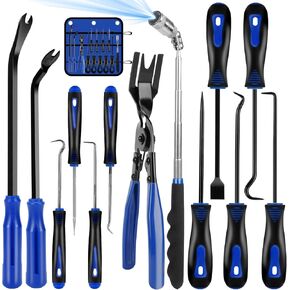 GTI 13 Pcs Precision Mechanic Hook and Pick Tool Set, with Auto Clip Removal Plier Rivets Puller Telescoping Magnetic Pickup Gasket Scraper for Maintenance Automotive Repair Pick Tools (Red)