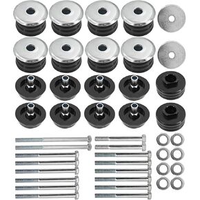 KF04058BK Body Mount Bushing Kit Replacement for Ford F250 F350 1999-2007 2WD/4WD Polyurethane Body Cab Mounts with Steel Sleeves & Hardware