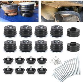 RYANSTAR RACING KF04060BK Polyurethane Body Mount Bushing Kit with Body Cab Mounts Steel Sleeves ＆ Hardware Compatible with 2008-2016 Ford F250 F350 Super Duty 2WD 4WD