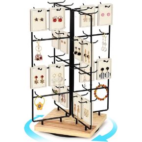 Earring Holder Organizer,360 Rotating Earring Display Stand for Vendors,64 Hooks Jewelry Organizer for Selling Earring Cards, Keychains, Rings, Bracelets Retail