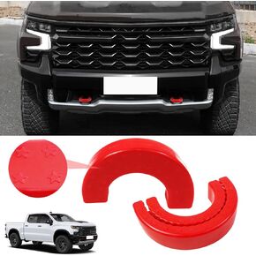 Peleus Tow Hook Covers for Chevy Silverado 2007-2024 Front Tow Hook Cover Car Tow, Car Tow Hooks Compatible with Chevrolet Silverado 1500 Accessories 2007-2024 Cool Stuff for Chevy Silverado (Red)