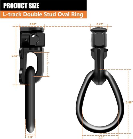 8Pack L Track Double Stud Tie Down Fitting with Pear Link Black, L Track Tie Down, L-Track Accessories for Truck Bed,Trailer Cargo Control,Pickup, RV, ATV Breaking Load 5500Lbs in Saudi Arabia