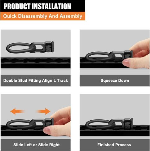 8Pack L Track Double Stud Tie Down Fitting with Pear Link Black, L Track Tie Down, L-Track Accessories for Truck Bed,Trailer Cargo Control,Pickup, RV, ATV Breaking Load 5500Lbs in Saudi Arabia