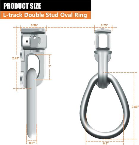 8Pack L Track Double Stud Tie Down Fitting with Pear Link Black, L Track Tie Down, L-Track Accessories for Truck Bed,Trailer Cargo Control,Pickup, RV, ATV Breaking Load 5500Lbs in Saudi Arabia