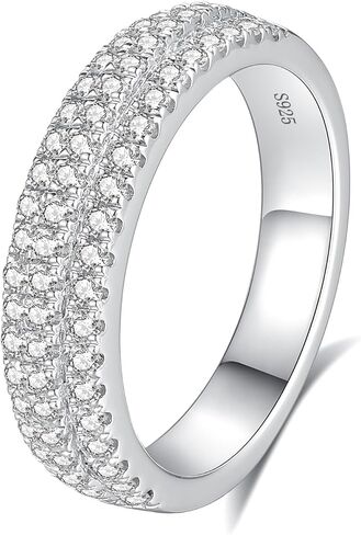 Moissanite Wedding Band for Women D Color VVS1 Moissanite Eternity Rings 18K White Gold Plated S925 Sterling Silver Promise Engagement Rings for Women Wife Men in Kuwait