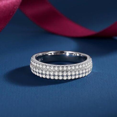 Moissanite Wedding Band for Women D Color VVS1 Moissanite Eternity Rings 18K White Gold Plated S925 Sterling Silver Promise Engagement Rings for Women Wife Men in Kuwait