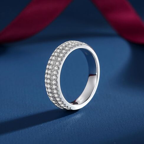 Moissanite Wedding Band for Women D Color VVS1 Moissanite Eternity Rings 18K White Gold Plated S925 Sterling Silver Promise Engagement Rings for Women Wife Men in Kuwait