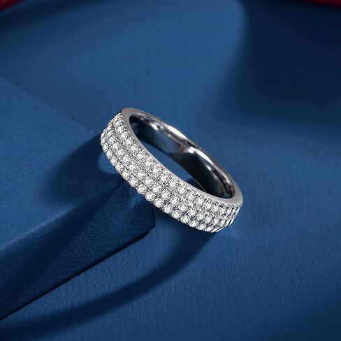 Moissanite Wedding Band for Women D Color VVS1 Moissanite Eternity Rings 18K White Gold Plated S925 Sterling Silver Promise Engagement Rings for Women Wife Men in Kuwait