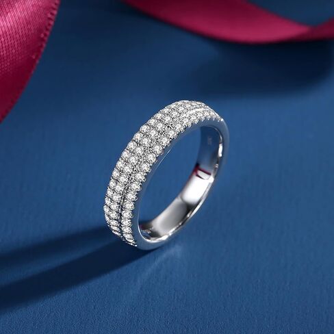 Moissanite Wedding Band for Women D Color VVS1 Moissanite Eternity Rings 18K White Gold Plated S925 Sterling Silver Promise Engagement Rings for Women Wife Men in Kuwait